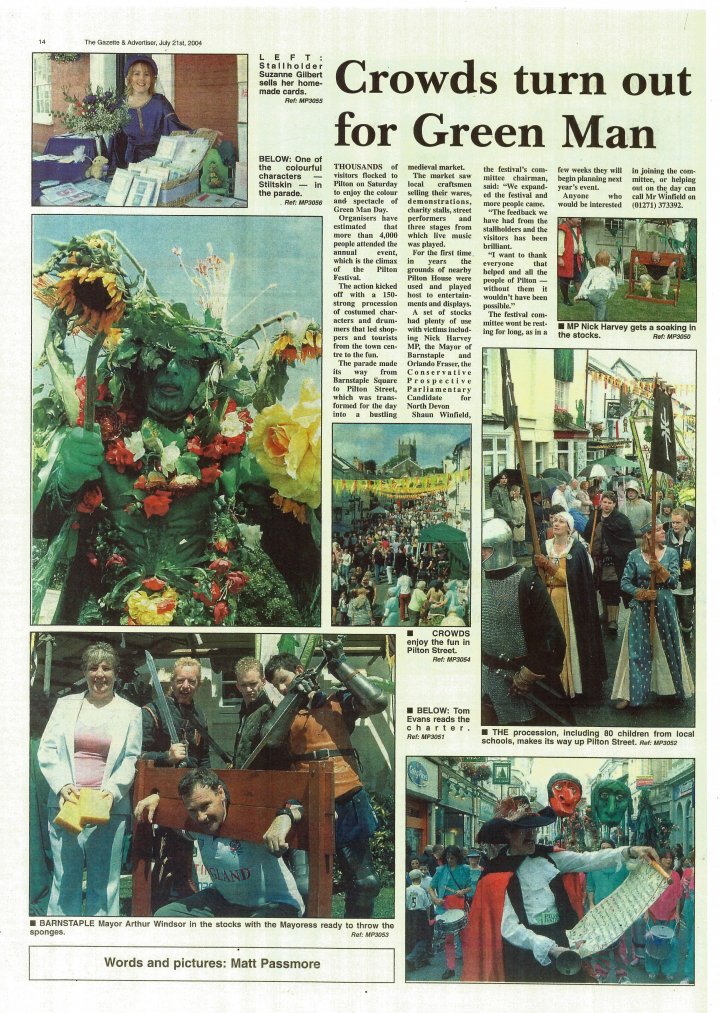 North Devon Gazette Report of Pilton Green Man Day 2004