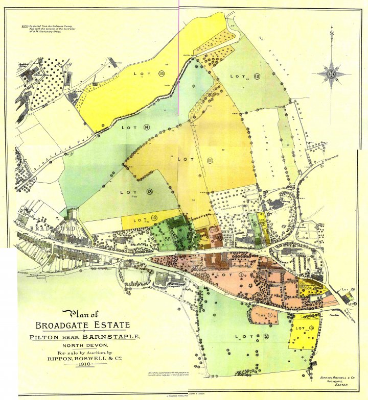 Map of the Broadgate Estate, Pilton, being sold in 1918