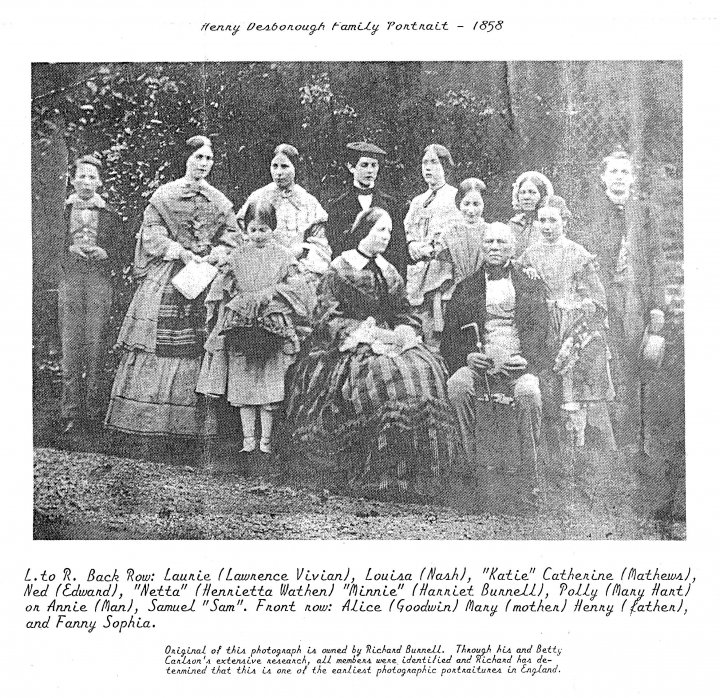 The Desborough Family at Broadgate Villa, Bellaire, Pilton in 1858