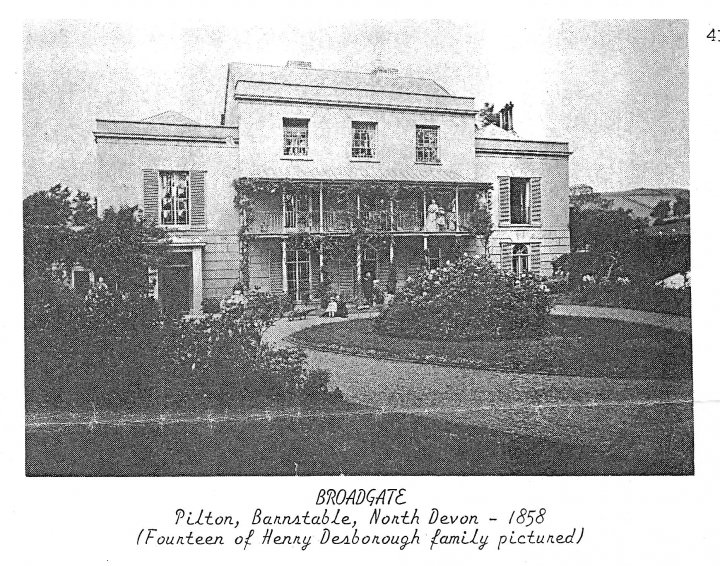 Broadgate Villa, Pilton with the Desborough Family in 1858