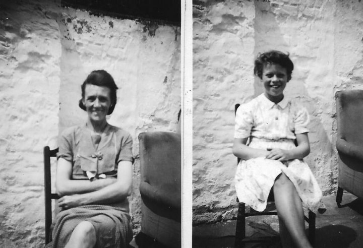 Beatrice Swain and Maureen Chapman at 73 The Rock, Pilton