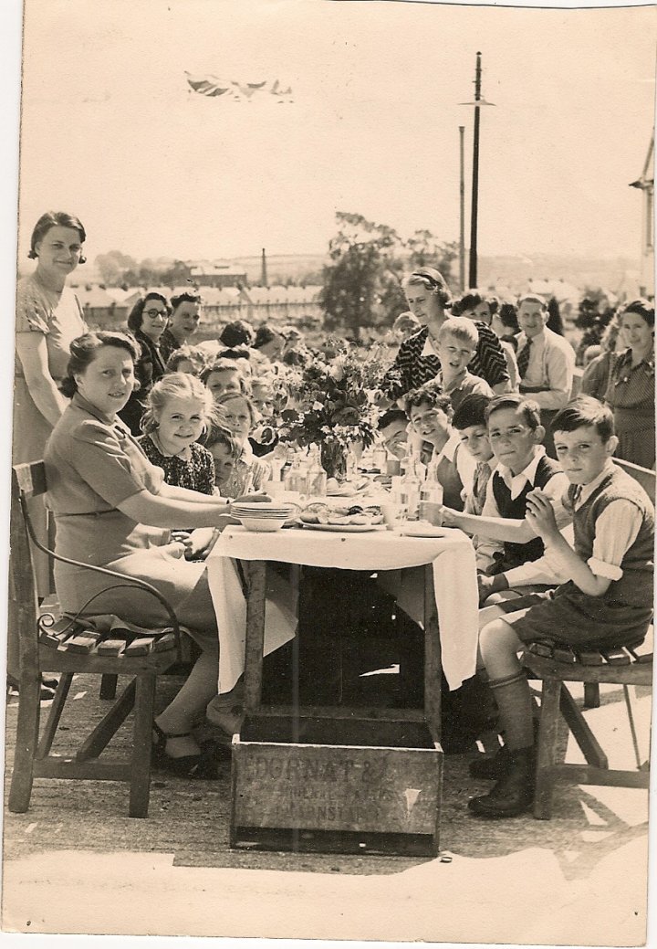 VE or VJ Day Street Party in Abbey Road 1945