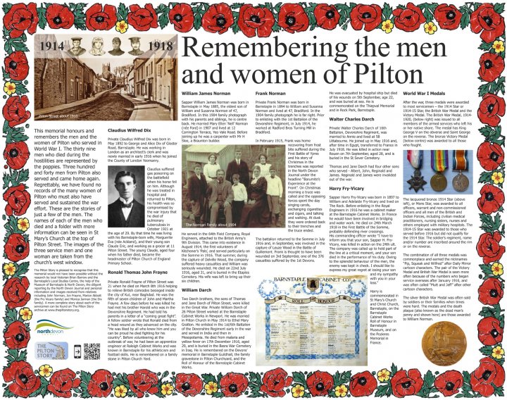 New Memorial to the Men and Women of World War 1 unveiled in Rotary Gardens, Pilton, on 8th September 2018