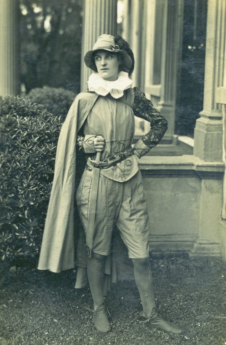 Minnie Bartlett plays Oliver in 'As You Like It' for the Pilton Girls Friendly Society around 1920