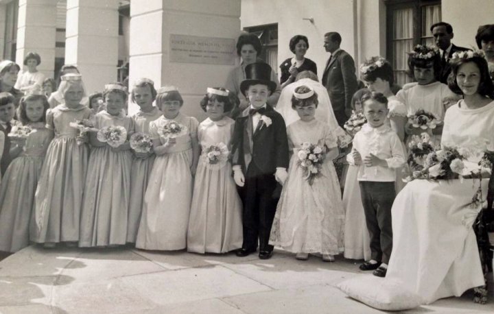 May Queen and Entourage at the May Fayre, Pilton House, around 1966